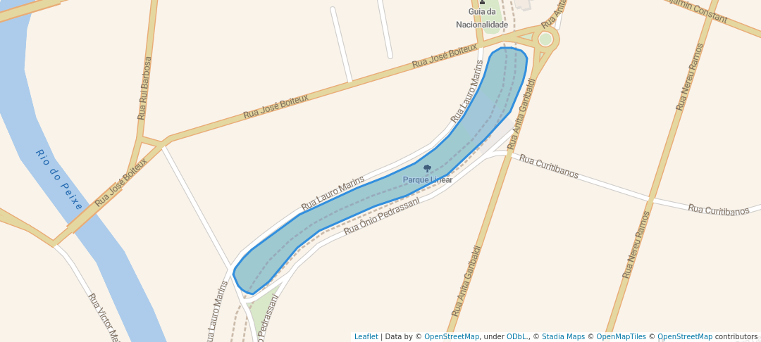 walking in Parque Central José Rossi Adami map in Caçador