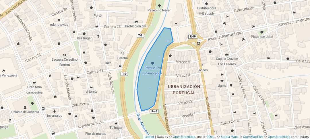 walking in Parque Los Enamorados map in Barcelona