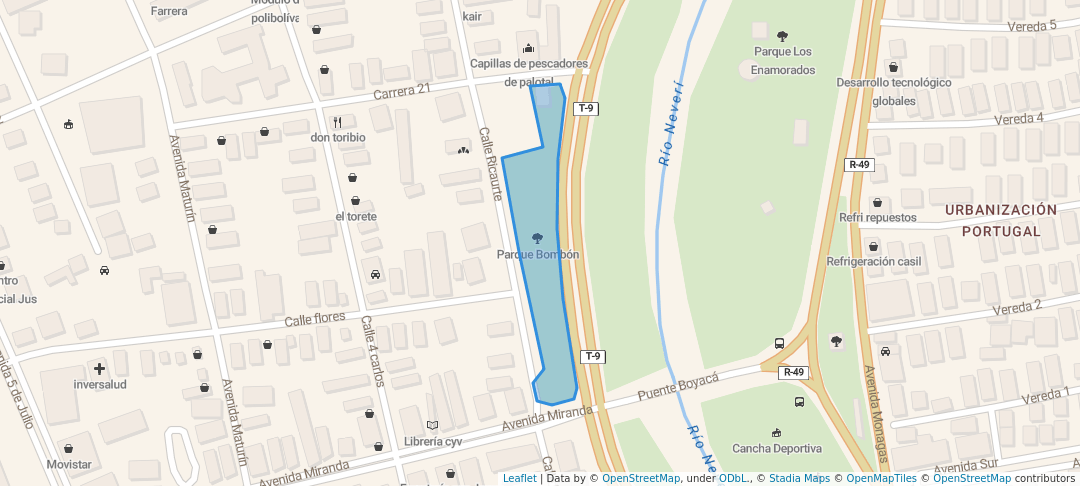 walking in Parque Bombón map in Barcelona