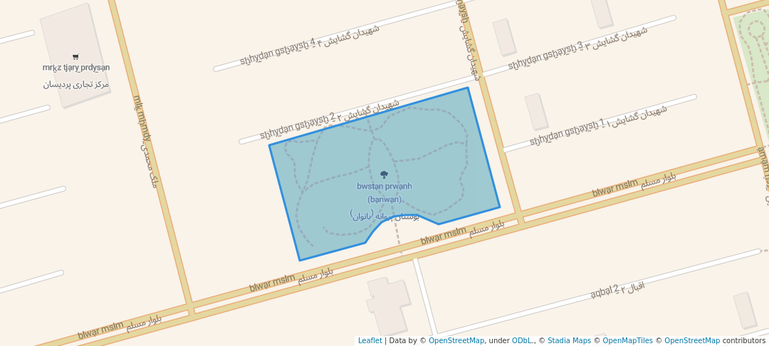 walking in بوستان پروانه (بانوان) map in Pardisan