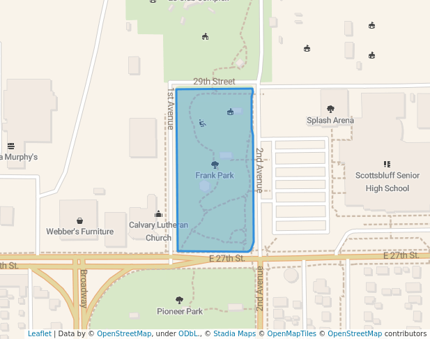 walking in Frank Park map in Scottsbluff