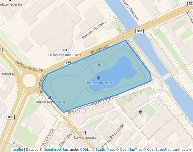 walking in Jardin de la Reine map in Tournai