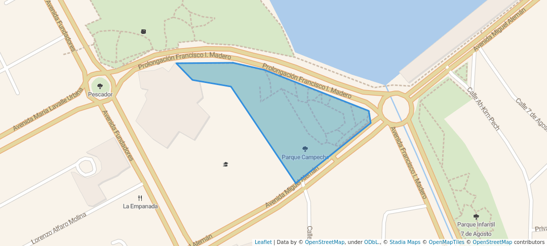 walking in Parque Campeche map in Campeche