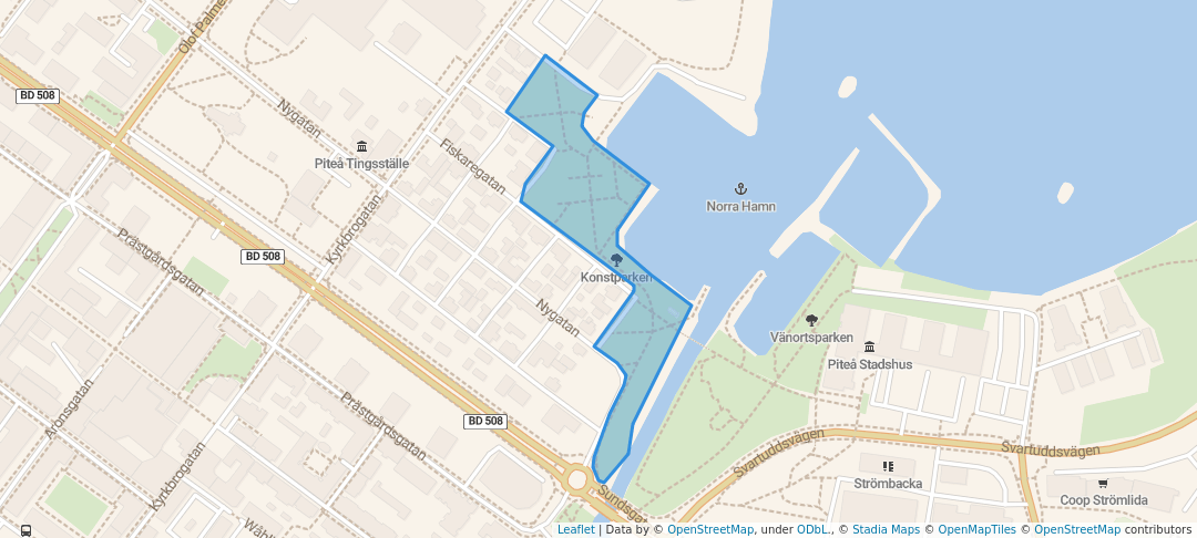 walking in Konstparken map in Piteå