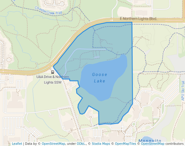 walking in Goose Lake Park map in Anchorage