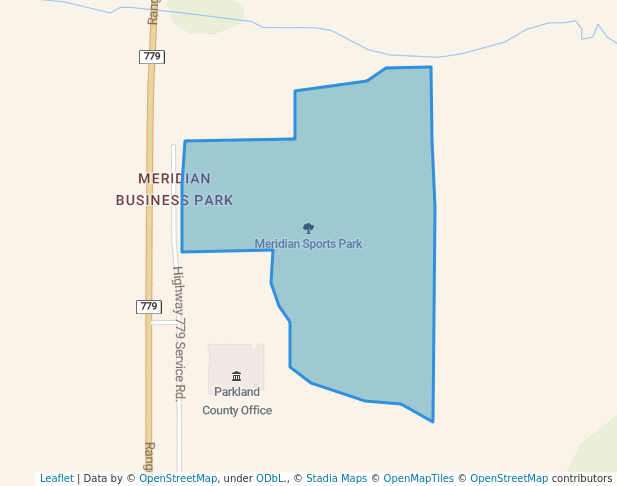 walking in Meridian Sports Park map in Stony Plain
