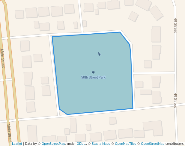 walking in 50th Street Park map in Stony Plain