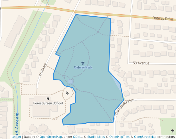 walking in Oatway Park map in Stony Plain