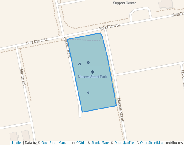 walking in Nueces Street Park map in Lockhart