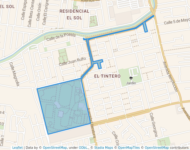 walking in Deportiva El tintero map in Santiago de Querétaro