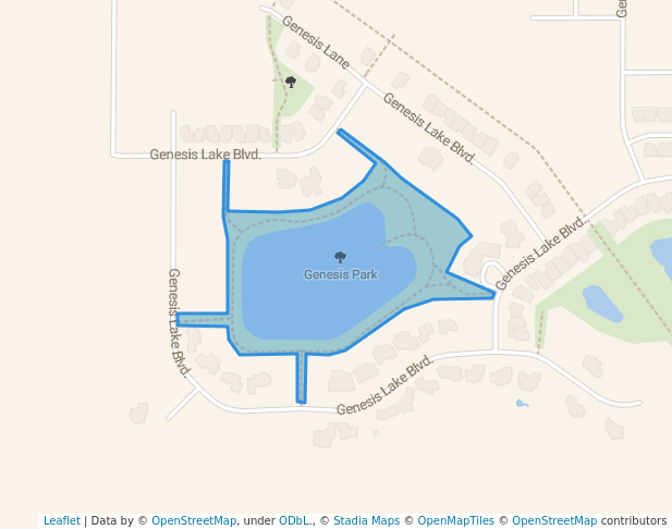walking in Genesis Park map in Stony Plain