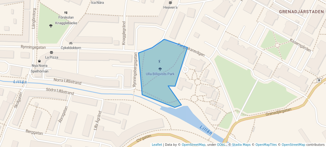 walking in Ulla Billqvists Park map in Örebro