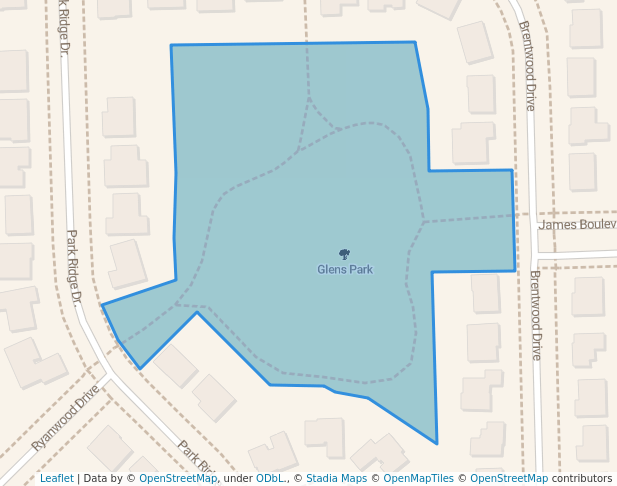 walking in Glens Park map in Riverview
