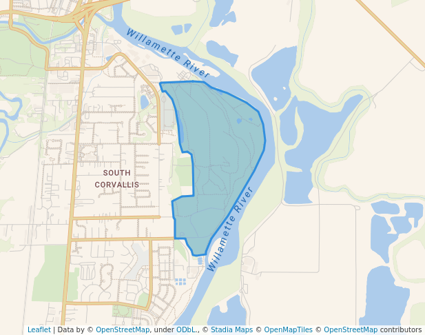 walking in Willamette Park map in Corvallis
