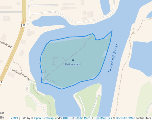 walking in Baikie Island map in Campbell River