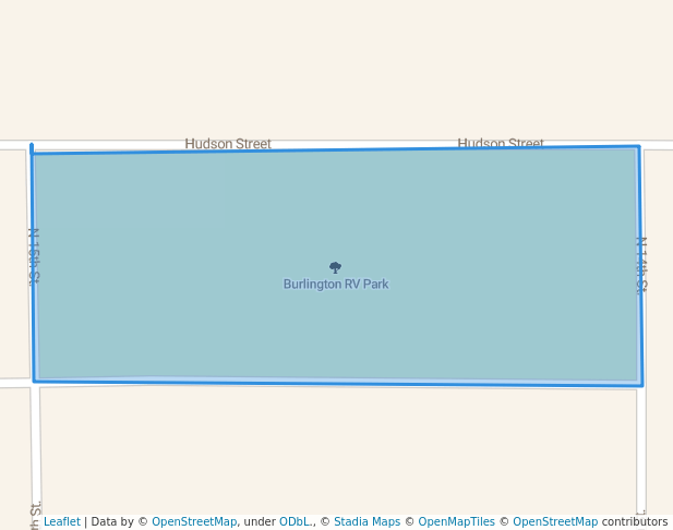 walking in Burlington RV Park map in Burlington