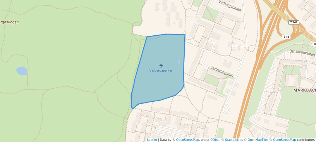 walking in Varbergaparken map in Örebro