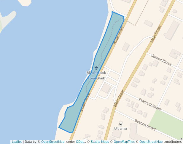 walking in Milton Clock Tower Park map in Yarmouth