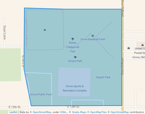 walking in Rotary Centennial Park map in Grove