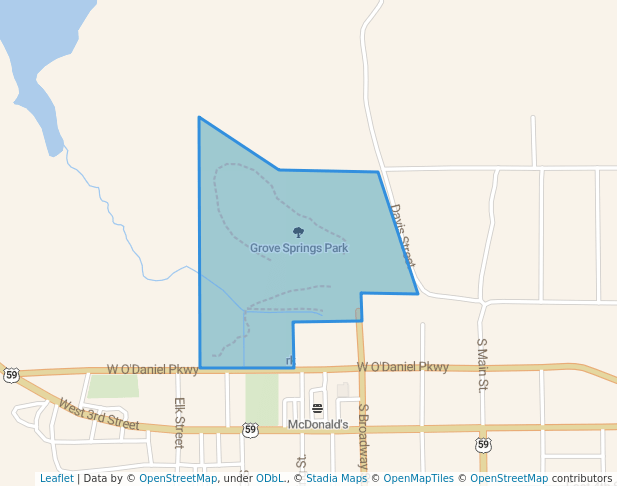 walking in Grove Springs Park map in Grove