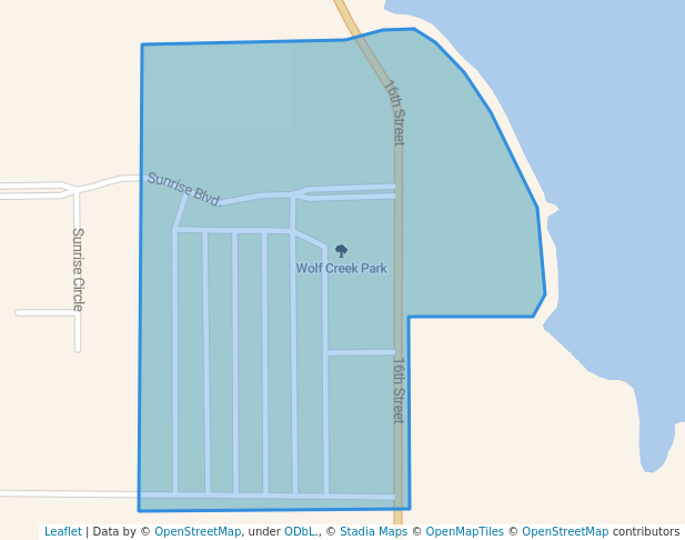 walking in Wolf Creek Park map in Grove