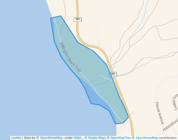 walking in Willingdon Beach Park and Campsite map in Powell River