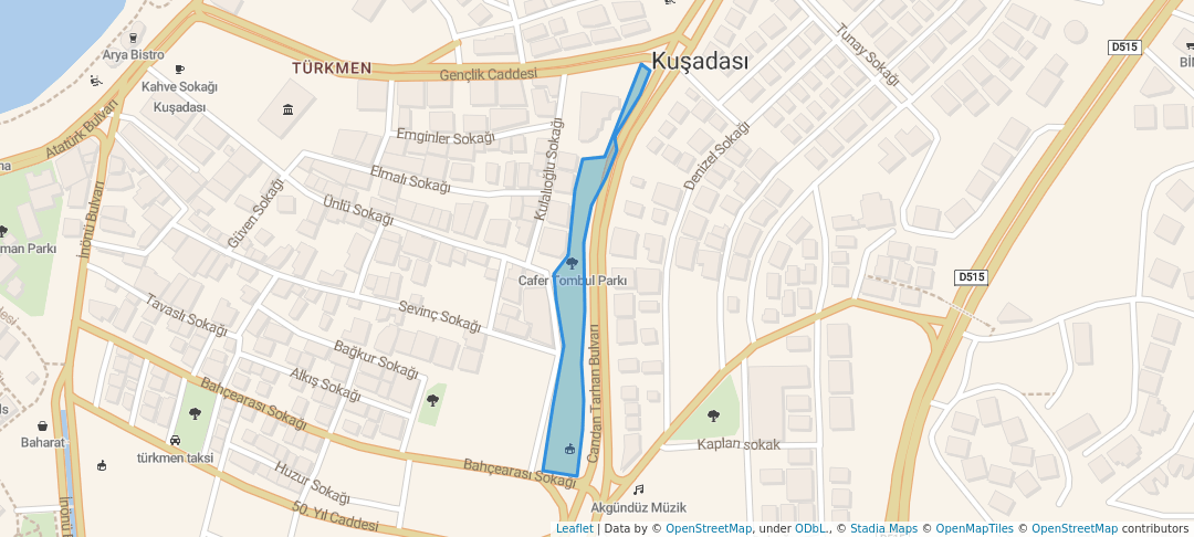 walking in Cafer Tombul Parkı map in Kuşadası