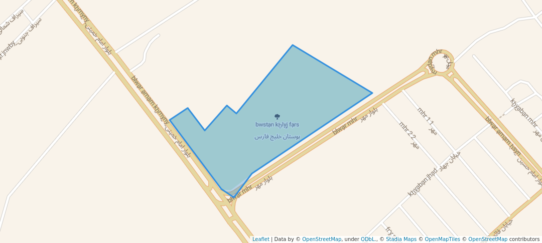 walking in بوستان خلیج فارس map in Bandar Kangan