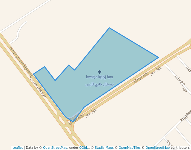 walking in بوستان خلیج فارس map in Bandar Kangan