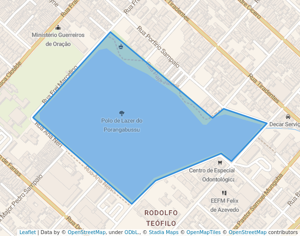 walking in Polo de Lazer do Porangabussu map in Fortaleza