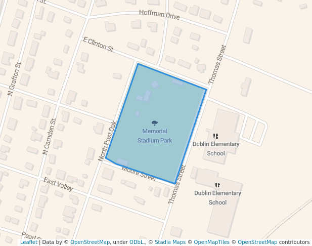 walking in Memorial Stadium Park map in Dublin