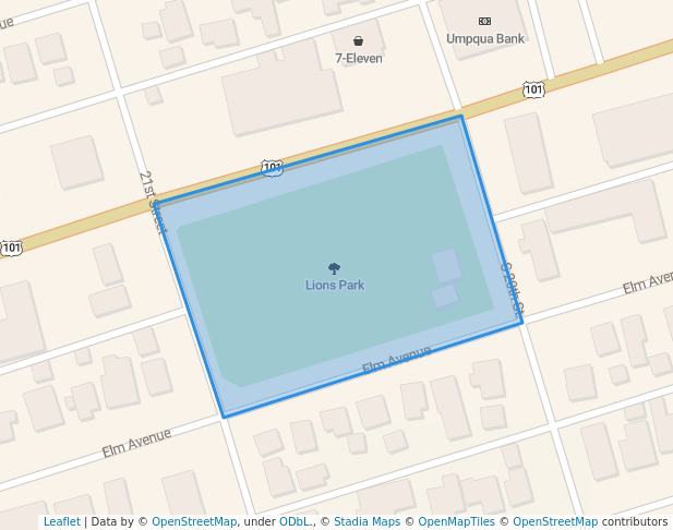 walking in Lions Park map in Reedsport