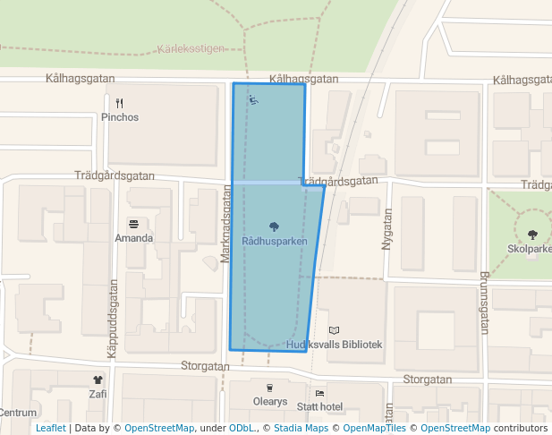 walking in Rådhusparken map in Hudiksvall