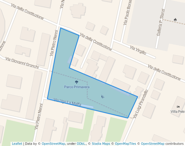 walking in Parco Primavera map in Novellara