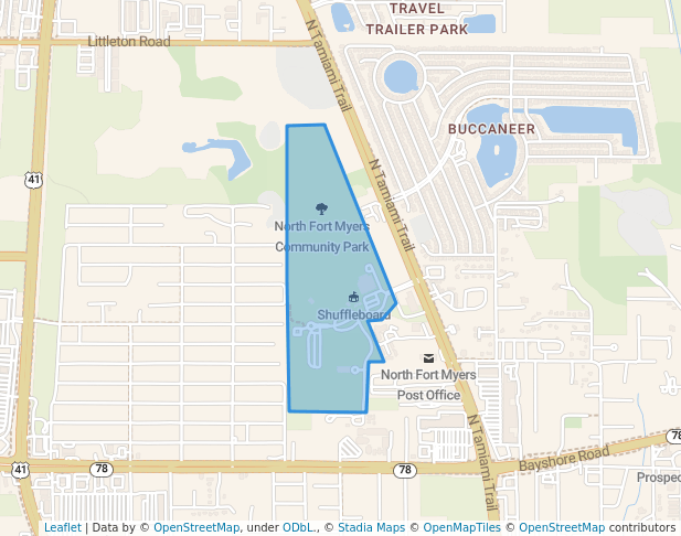 walking in North Fort Myers Community Park map in North Fort Myers