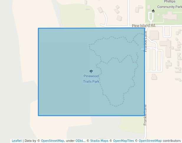 walking in Pinewood Trails Park map in Bokeelia