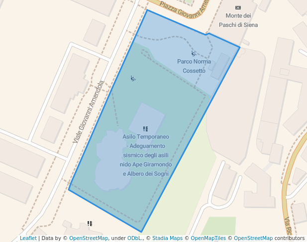 walking in Parco di Piazza d'Armi map in Siena