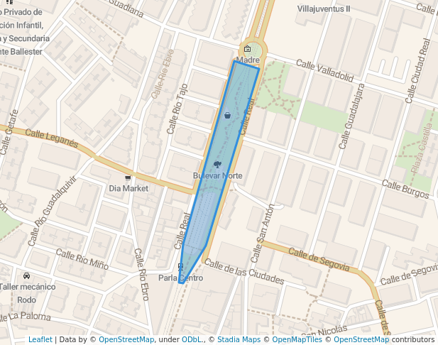 walking in Bulevar Norte map in Parla