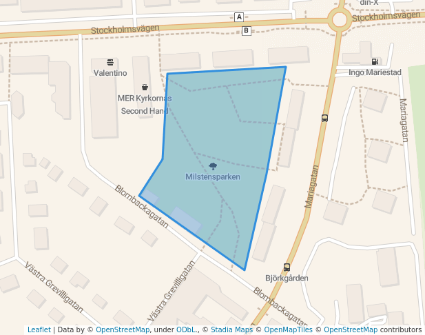 walking in Milstensparken map in Mariestad