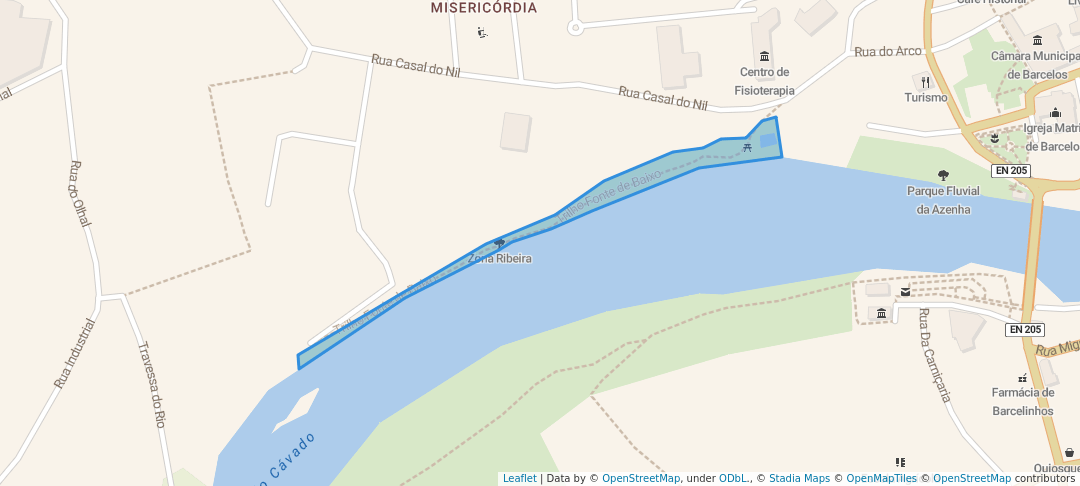 walking in Zona Ribeira map in Barcelos