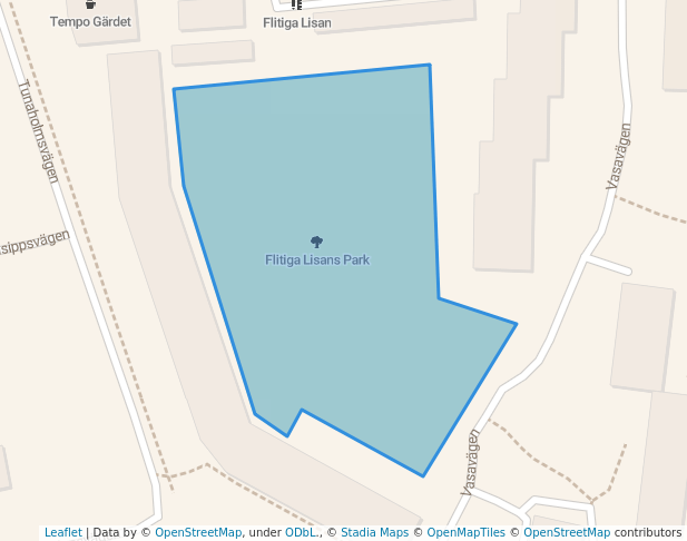 walking in Flitiga Lisans Park map in Mariestad