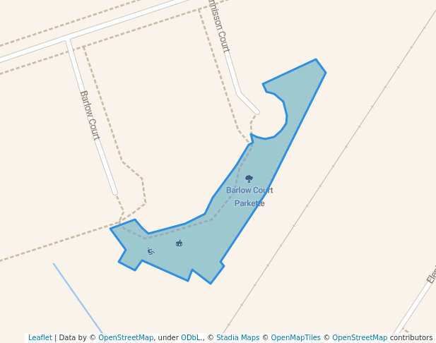 walking in Barlow Court Parkette map in Bowmanville