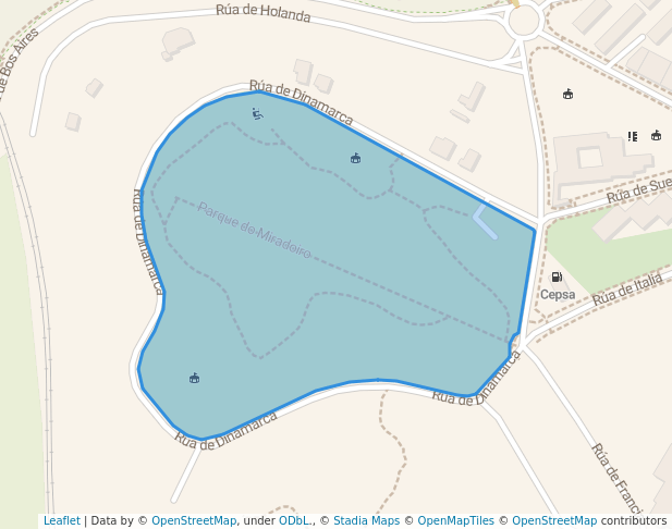 walking in Parque do Miradoiro de Monteporreiro map in Pontevedra