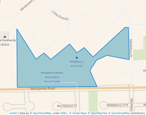 walking in Middlebury West Park map in Aurora