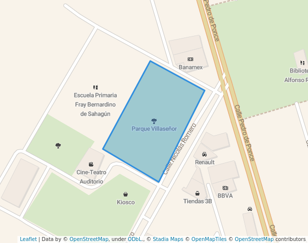 walking in Parque Villaseñor map in Fray Bernardino De Sahagún (Ciudad Sahagún)