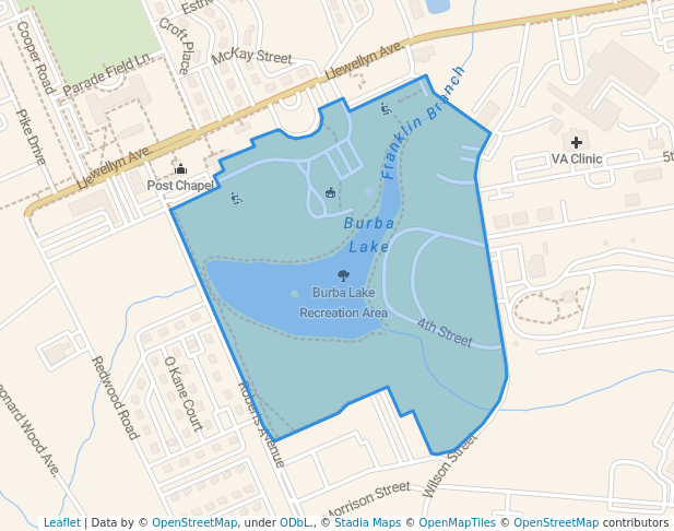 walking in Burba Lake Recreation Area map in Fort Meade