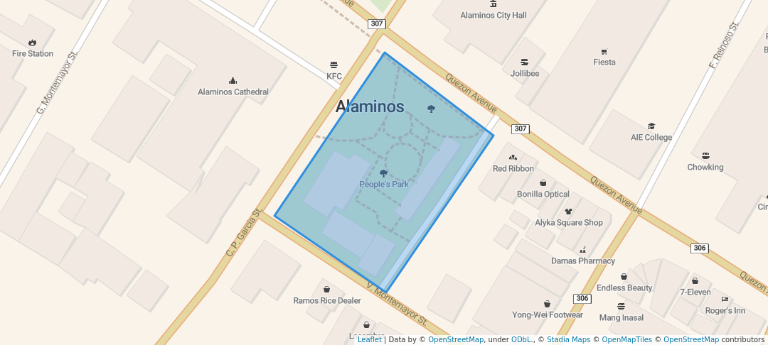 walking in People's Park map in Alaminos