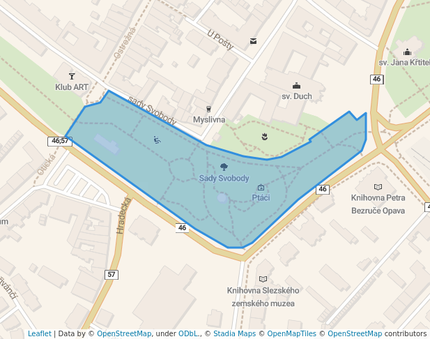 Sady Svobody in Opava | Map and Routes