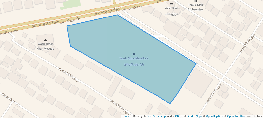 walking in Wazir Akbar Khan Park map in Kabol