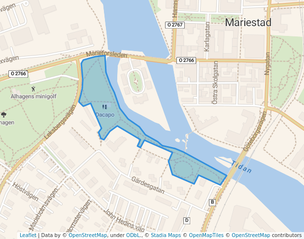 walking in Universitetsparken map in Mariestad